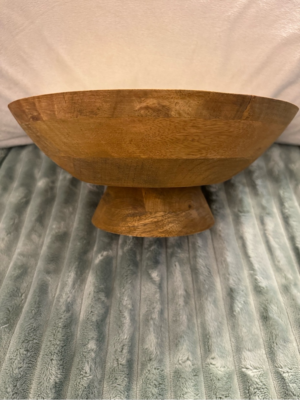 Wood Pedestal Serving Bowl - Natural Brown